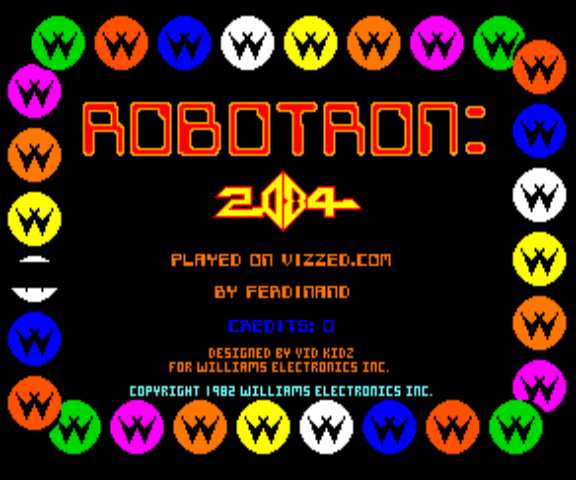 Robotron (Yellow+Orange label) Title Screen